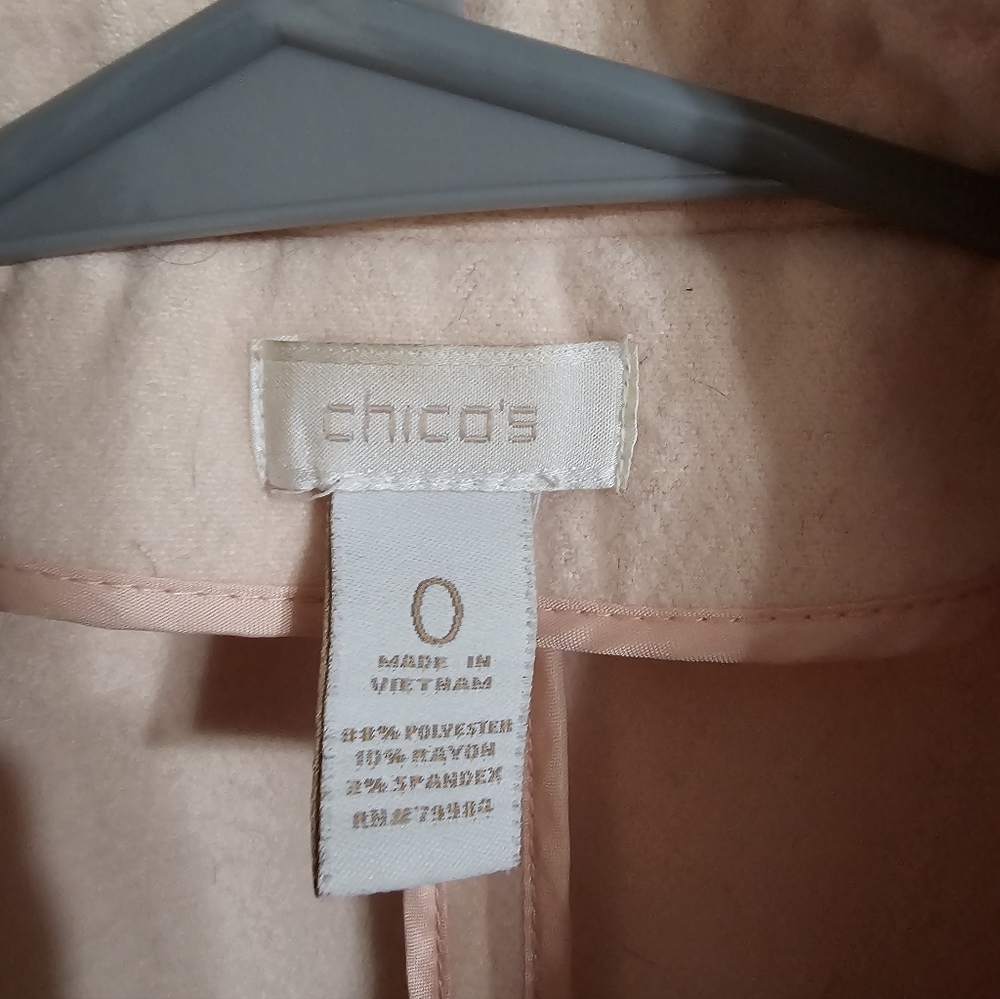 Chico's Women's Size 0 Peacoat Pink Fleece Retro Mod Double Breasted Jacket - Picture 4 of 7